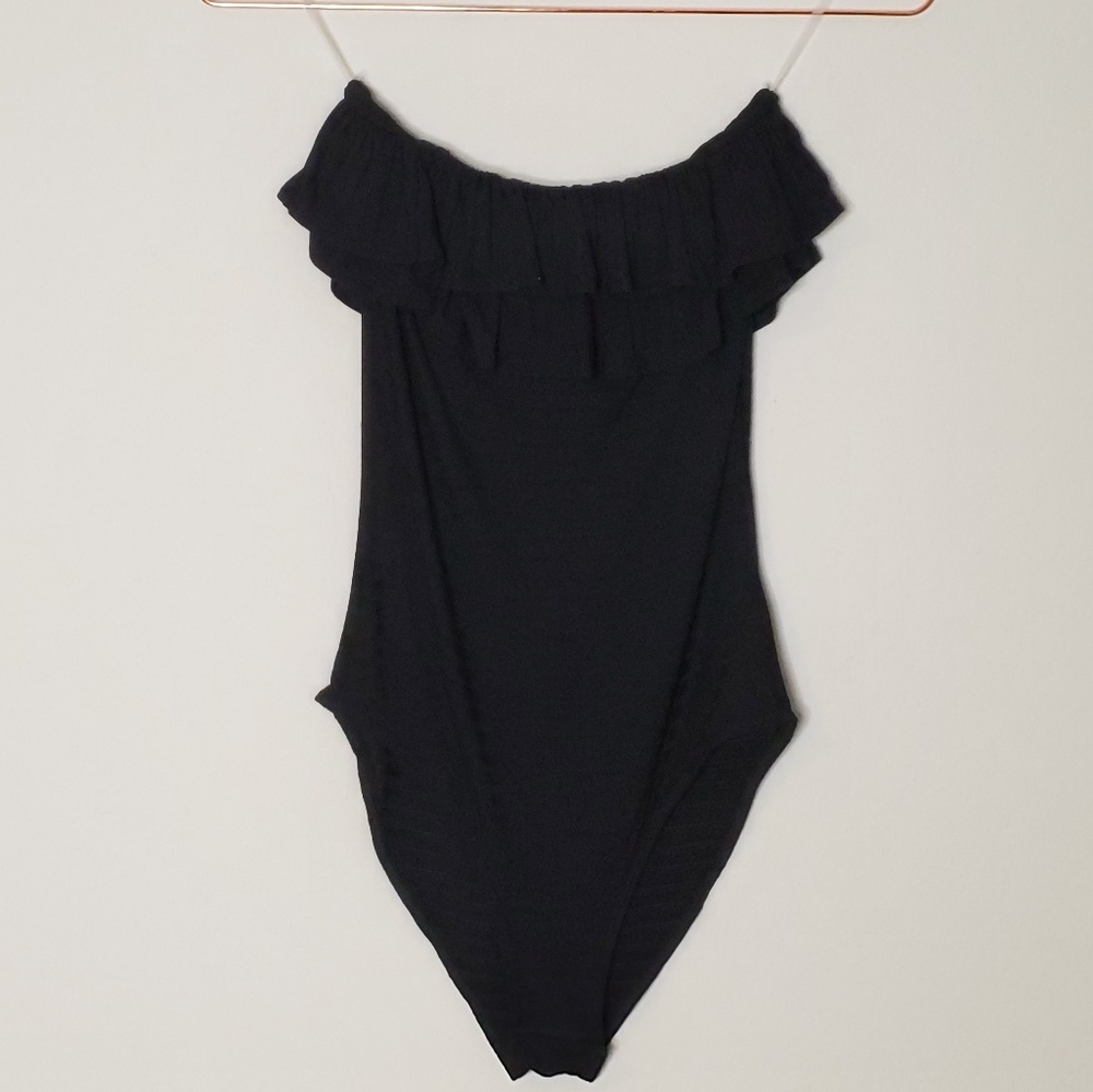 Black Ruffle Layer Bodysuit